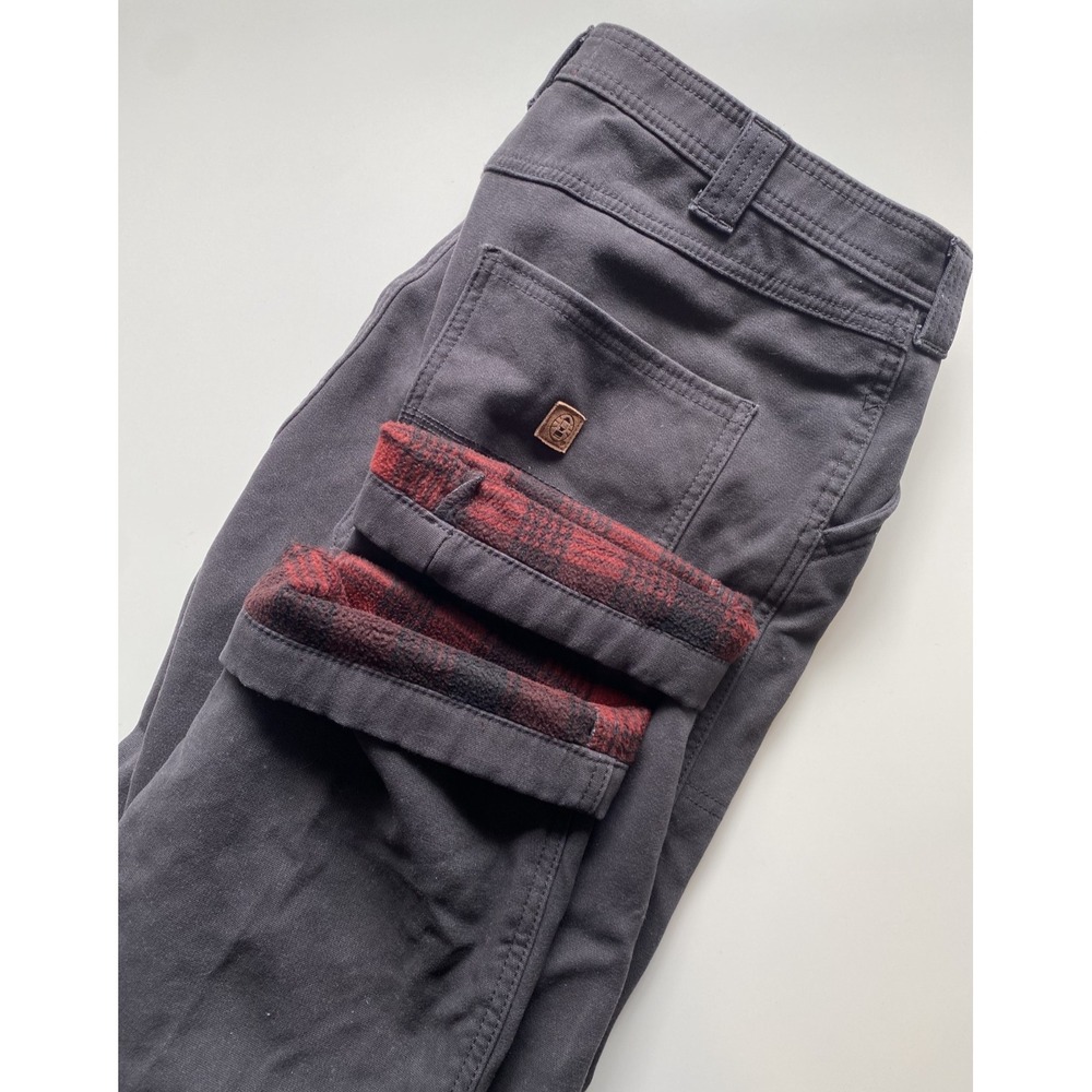 Coleman Men 34x30 Dark Grey Red Plaid Fleece Lined Utility Pants Outdoor Hiking